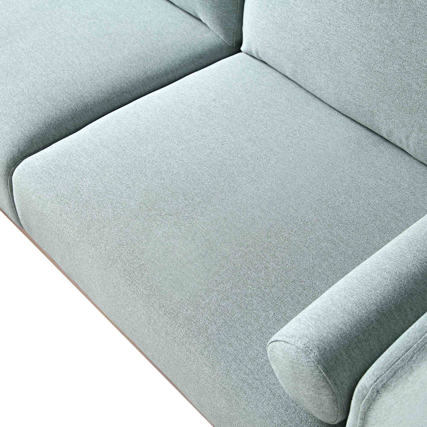 Canapé en tissu vert sauge Timber, grand canapé méridienne 3 places orienté à gauche