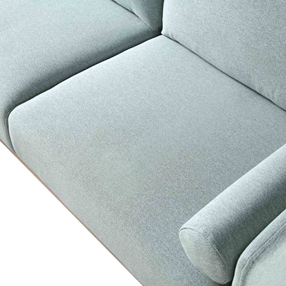 Canapé en tissu vert sauge Timber, grand canapé méridienne 3 places orienté à gauche