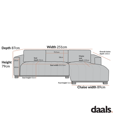 Canapé Belsize beige bouclé avec base en bois, grande méridienne orientée à droite