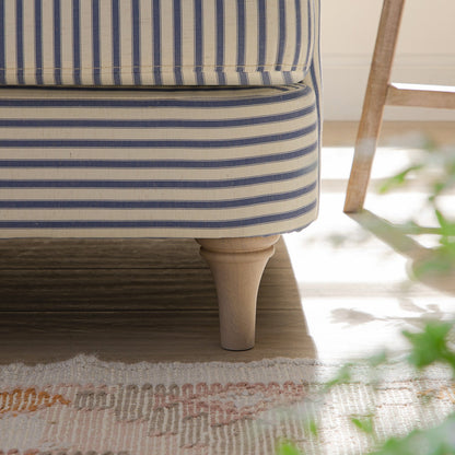 Canapé Daphnis en lin mélangé à rayures bleues, canapé Grande Chaise longue orienté à gauche