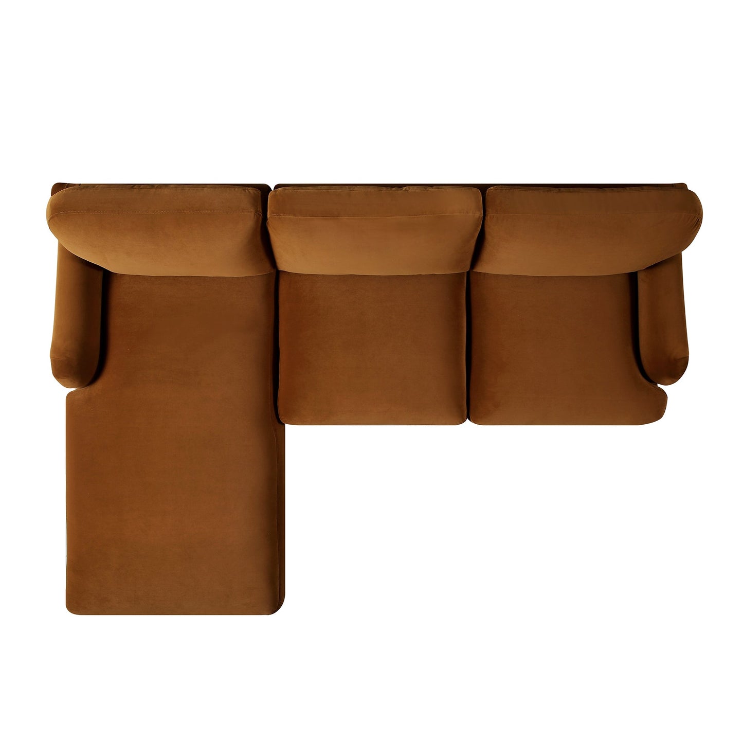 Canapé Daphnis en velours cannelle, grande chaise longue orientée à gauche