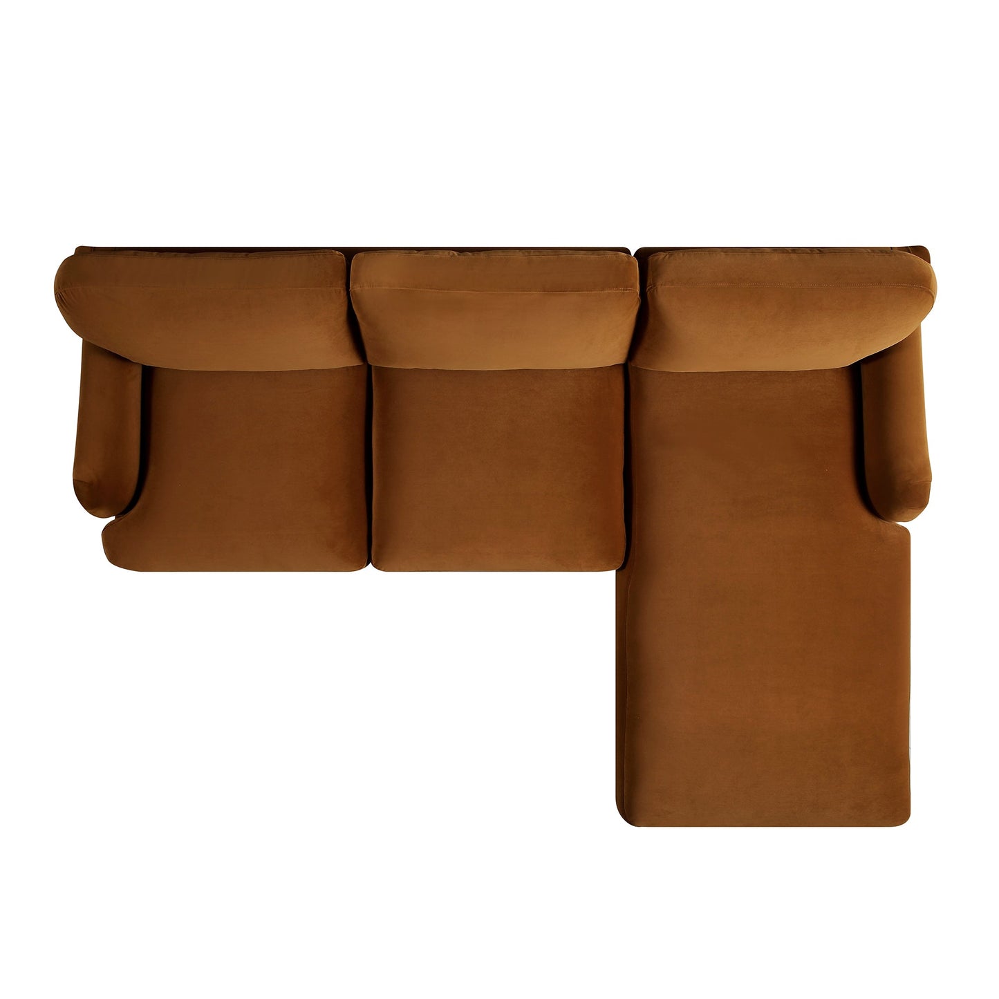 Canapé Daphnis en velours cannelle, canapé Grande Chaise longue orienté à droite