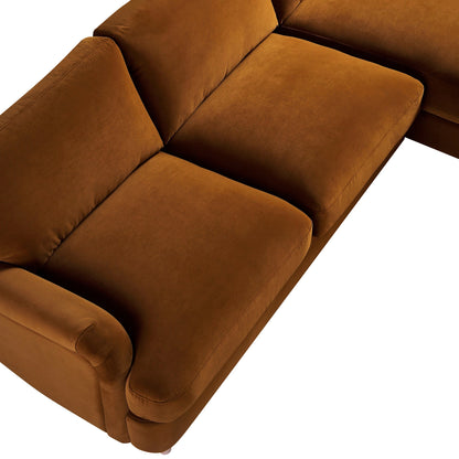 Canapé Daphnis en velours cannelle, canapé Grande Chaise longue orienté à droite