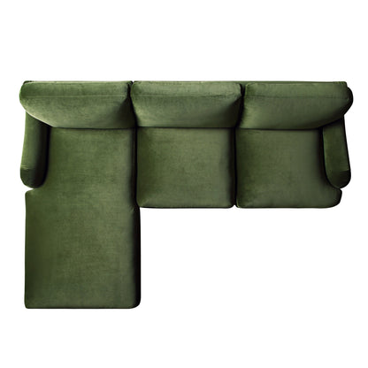 Canapé en velours vert Daphnis Fern, Grande Chaise Longue orientée à gauche