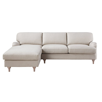 Canapé en tissu Daphnis Oatmeal, Grande Chaise Longue orientée à gauche