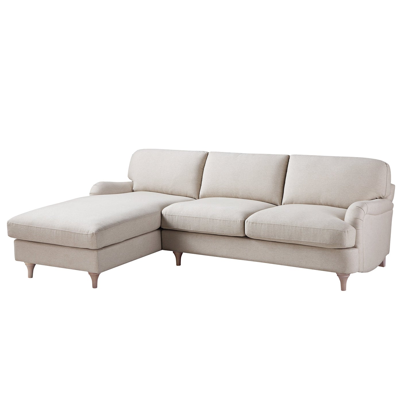 Canapé en tissu Daphnis Oatmeal, Grande Chaise Longue orientée à gauche