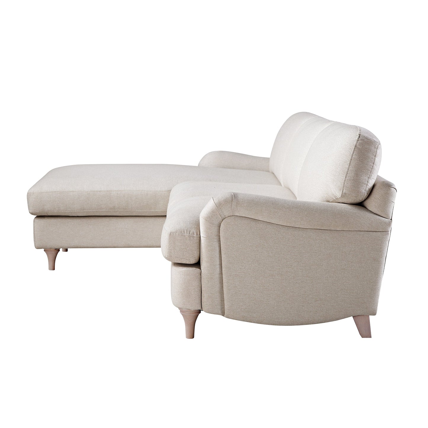 Canapé en tissu Daphnis Oatmeal, Grande Chaise Longue orientée à gauche