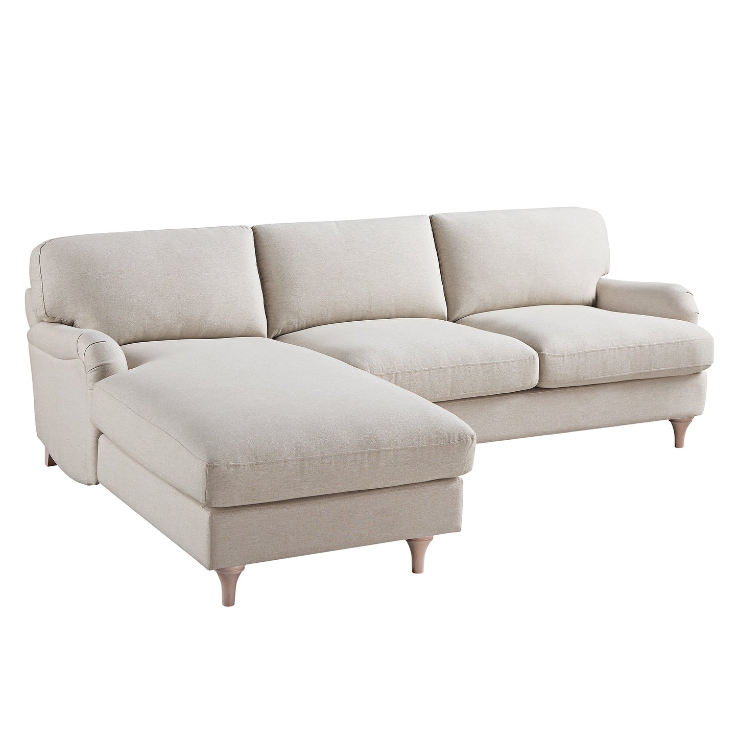 Canapé en tissu Daphnis Oatmeal, Grande Chaise Longue orientée à gauche