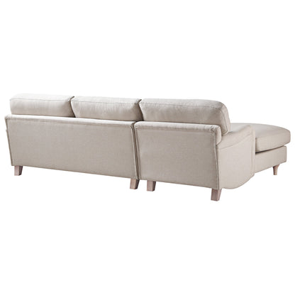 Canapé en tissu Daphnis Oatmeal, Grande Chaise Longue orientée à gauche