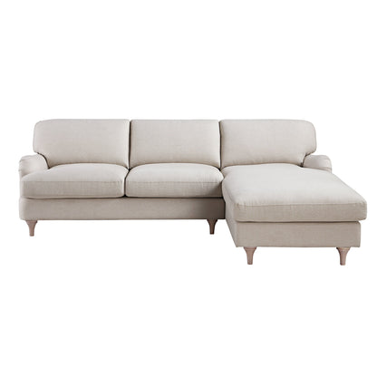 Canapé en tissu Daphnis Oatmeal, Grande Chaise Longue orientée à droite