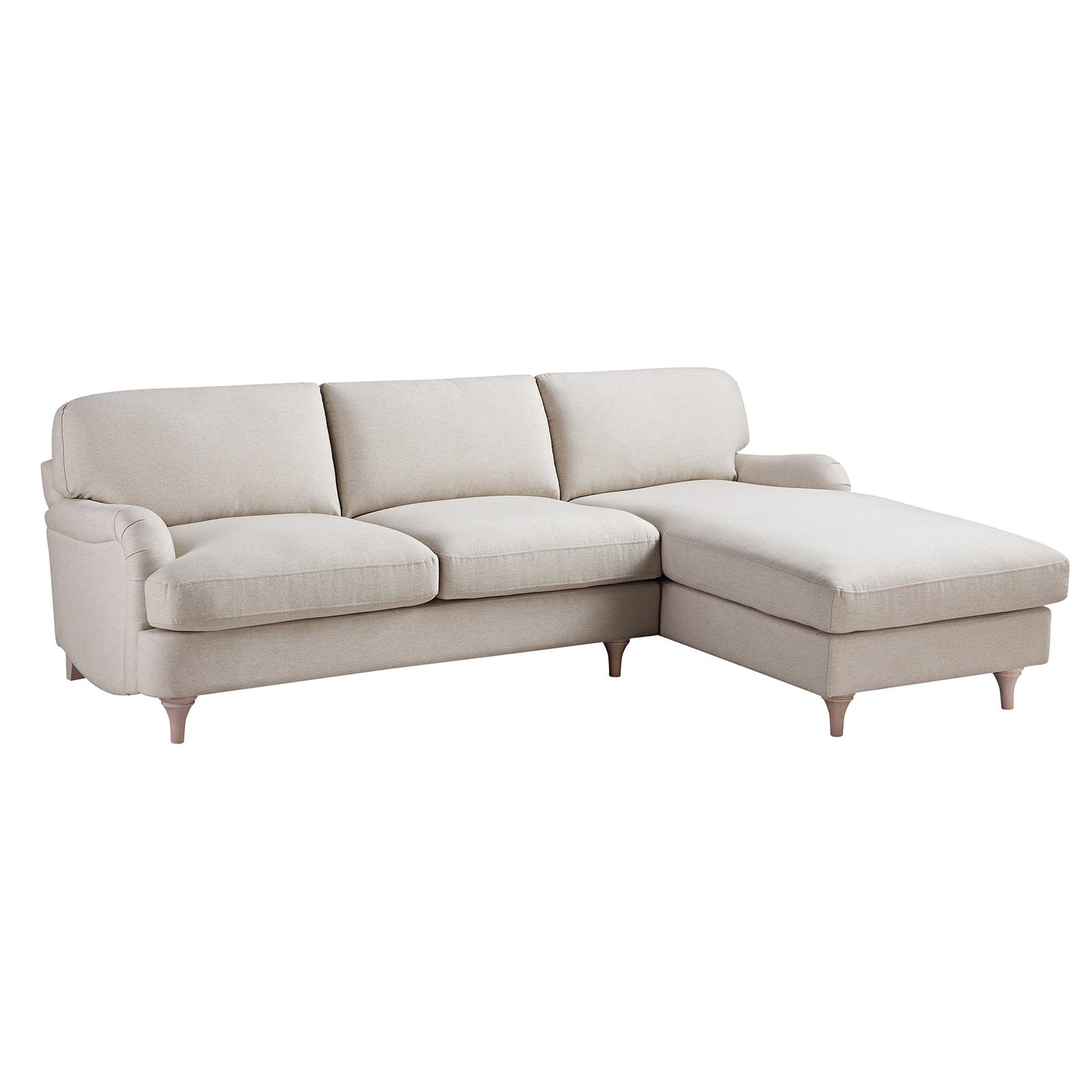 Canapé en tissu Daphnis Oatmeal, Grande Chaise Longue orientée à droite