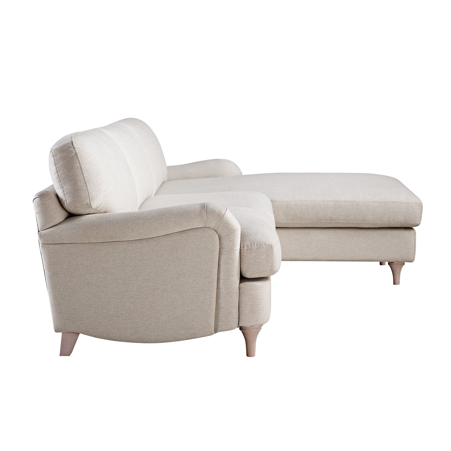 Canapé en tissu Daphnis Oatmeal, Grande Chaise Longue orientée à droite