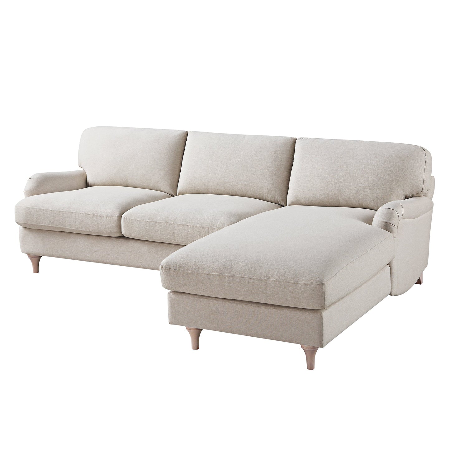 Canapé en tissu Daphnis Oatmeal, Grande Chaise Longue orientée à droite