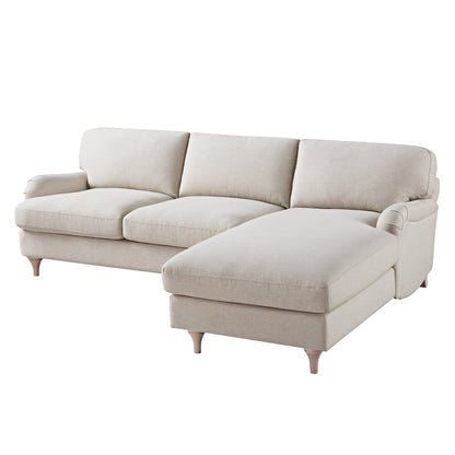 Canapé en tissu Daphnis Oatmeal, Grande Chaise Longue orientée à droite