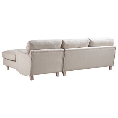 Canapé en tissu Daphnis Oatmeal, Grande Chaise Longue orientée à droite