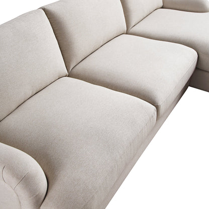 Canapé en tissu Daphnis Oatmeal, Grande Chaise Longue orientée à droite