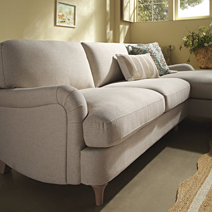 Canapé en tissu Daphnis Oatmeal, Grande Chaise Longue orientée à droite