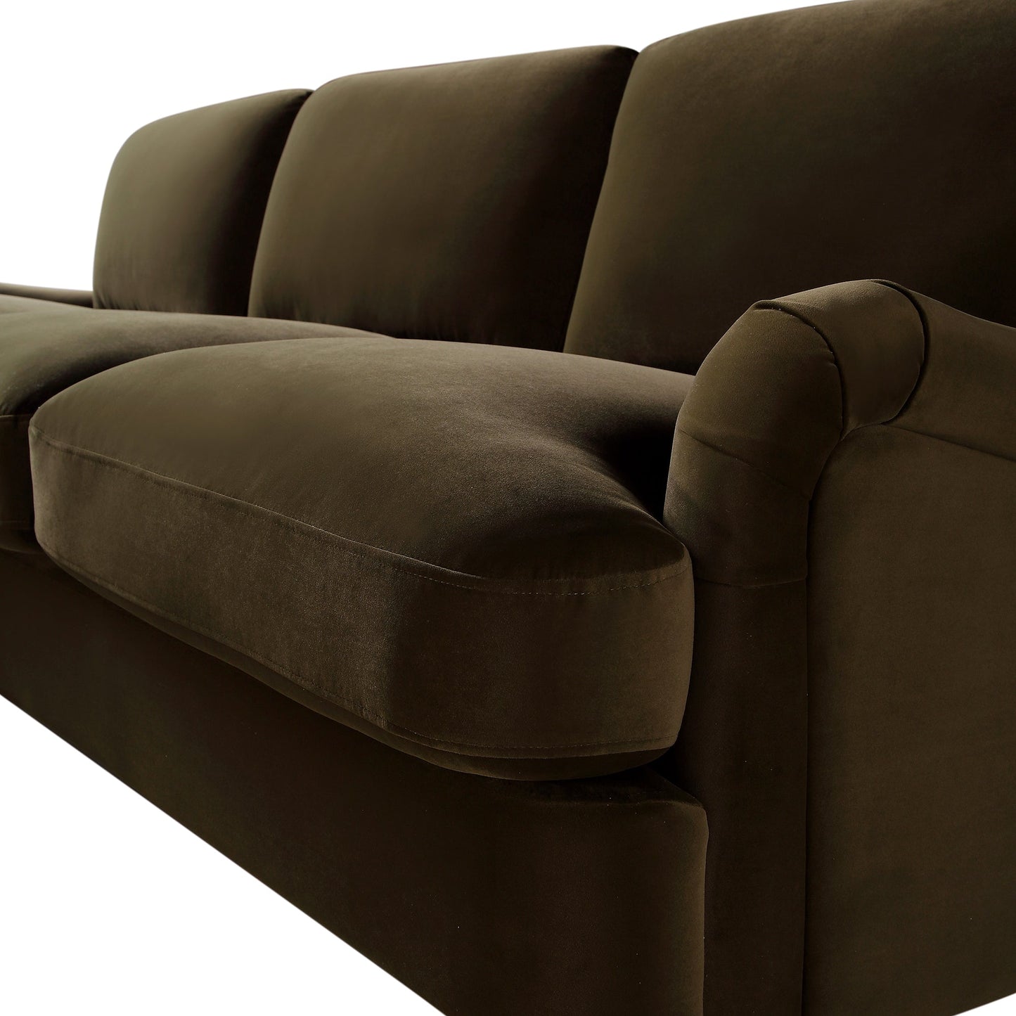 Canapé Daphnis en velours d'algues, grande chaise longue orientée à gauche