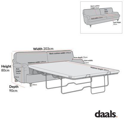 Canapé-lit 3 places Daphnis en lin mélangé à rayures bleues