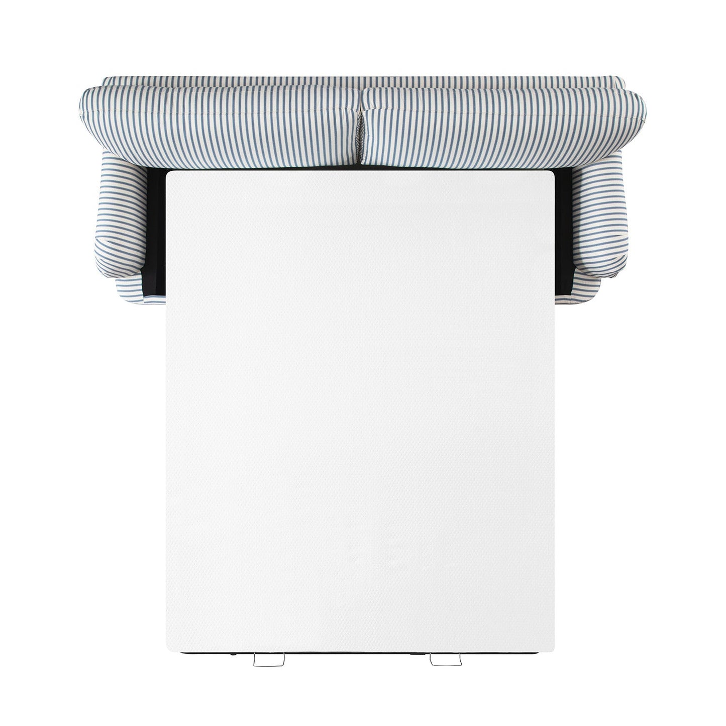 Canapé-lit 3 places Daphnis en lin mélangé à rayures bleues