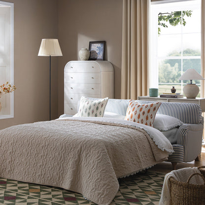 Canapé-lit 3 places Daphnis en lin mélangé à rayures bleues