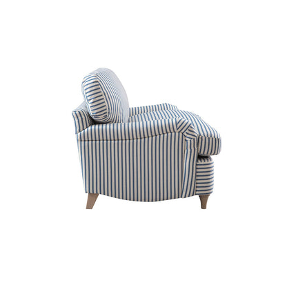 Canapé-lit et causeuse en tissu mélangé de lin à rayures bleues Daphnis