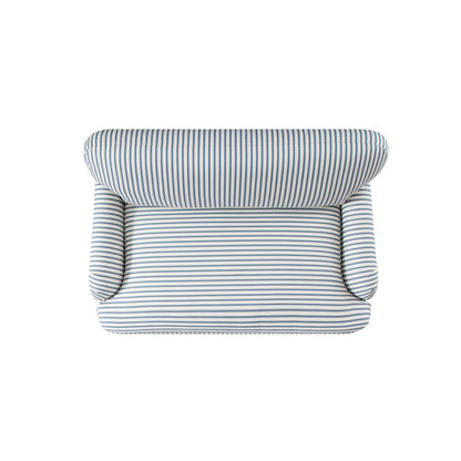 Canapé-lit et causeuse en tissu mélangé de lin à rayures bleues Daphnis