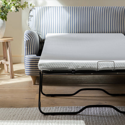 Canapé-lit et causeuse en tissu mélangé de lin à rayures bleues Daphnis