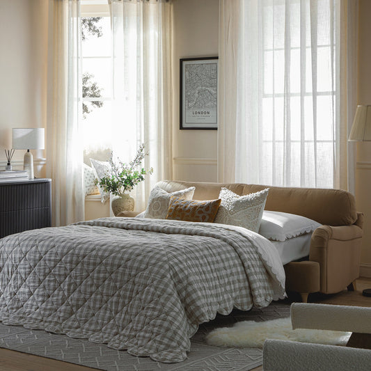 Canapé-lit 3 places Daphnis en velours camel