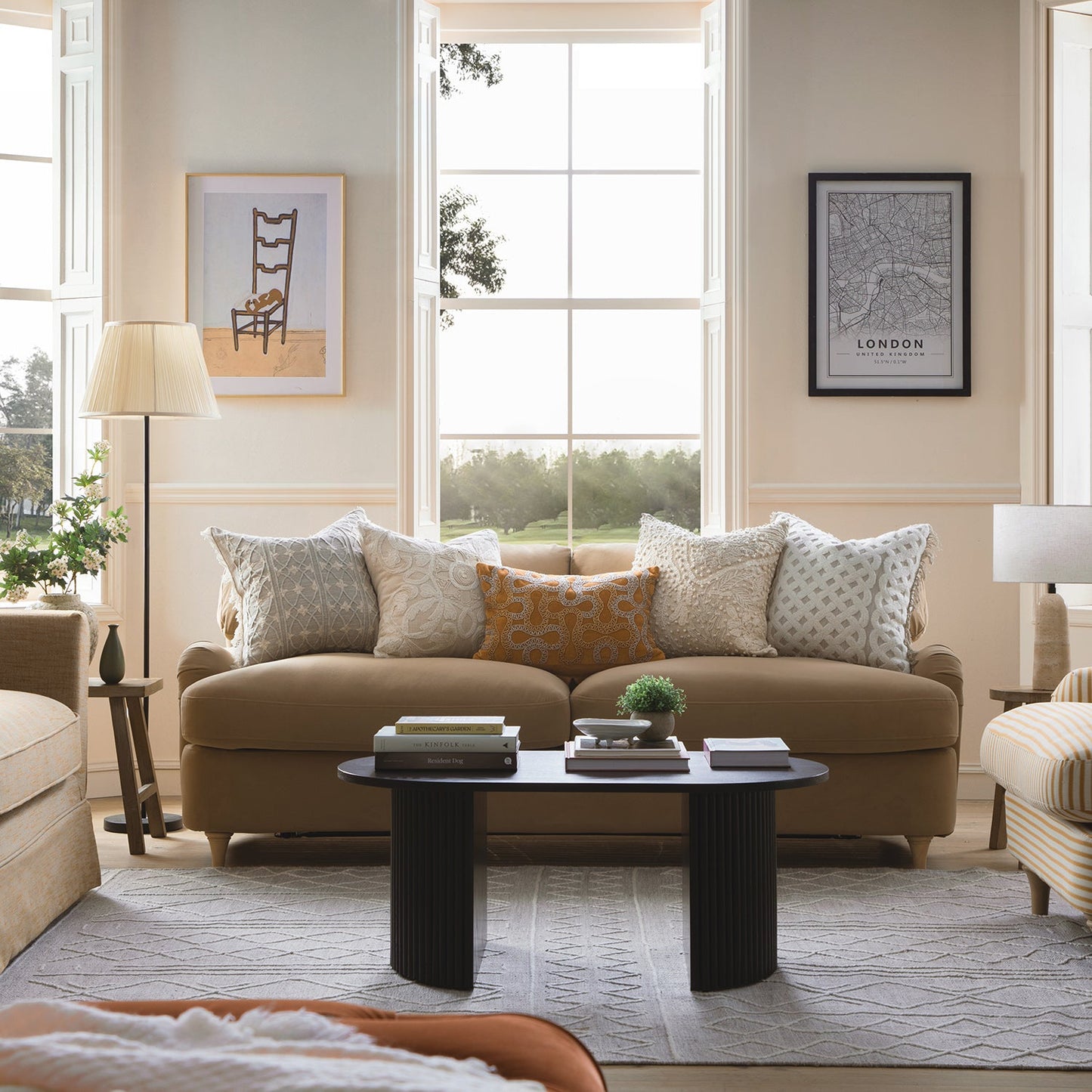 Canapé-lit 3 places Daphnis en velours camel