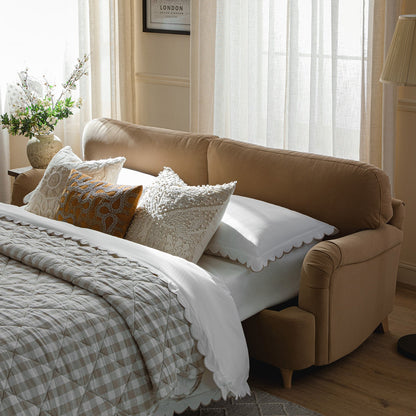 Canapé-lit 3 places Daphnis en velours camel