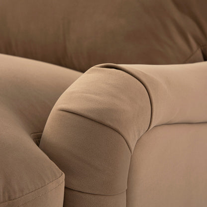 Canapé-lit Daphnis en velours camel, grande méridienne orientée à gauche