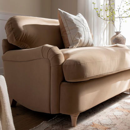 Canapé-lit en velours camel Daphnis, causeuse