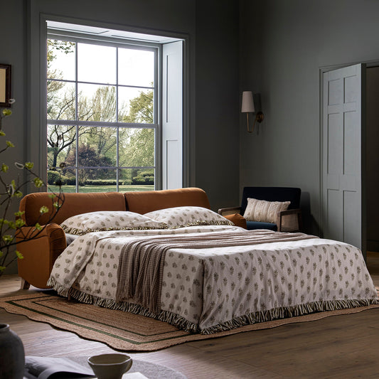 Canapé-lit 3 places en velours cannelle Daphnis