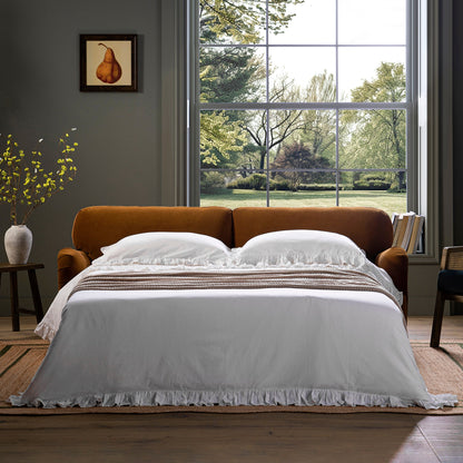 Canapé-lit 3 places en velours cannelle Daphnis