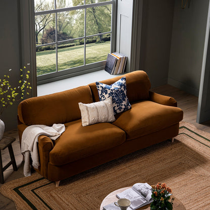 Canapé-lit 3 places en velours cannelle Daphnis