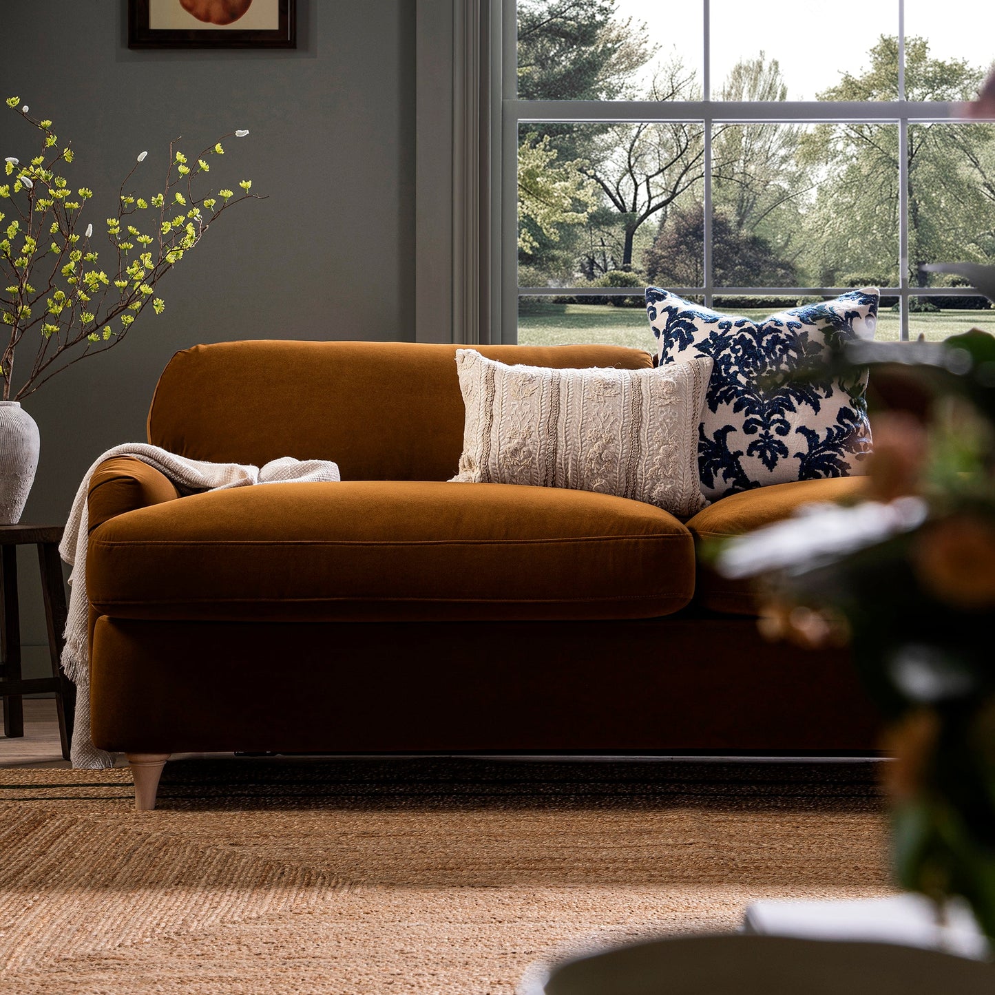 Canapé-lit 3 places en velours cannelle Daphnis