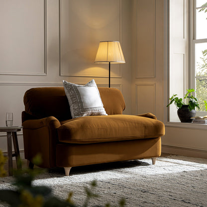 Canapé-lit en velours cannelle Daphnis, causeuse