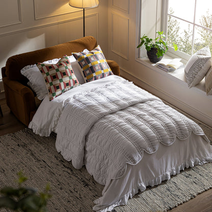 Canapé-lit en velours cannelle Daphnis, causeuse