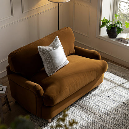 Canapé-lit en velours cannelle Daphnis, causeuse
