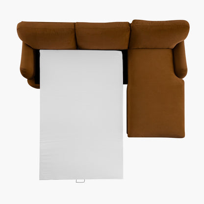 Canapé-lit en velours cannelle Daphnis, grande chaise longue orientée à droite