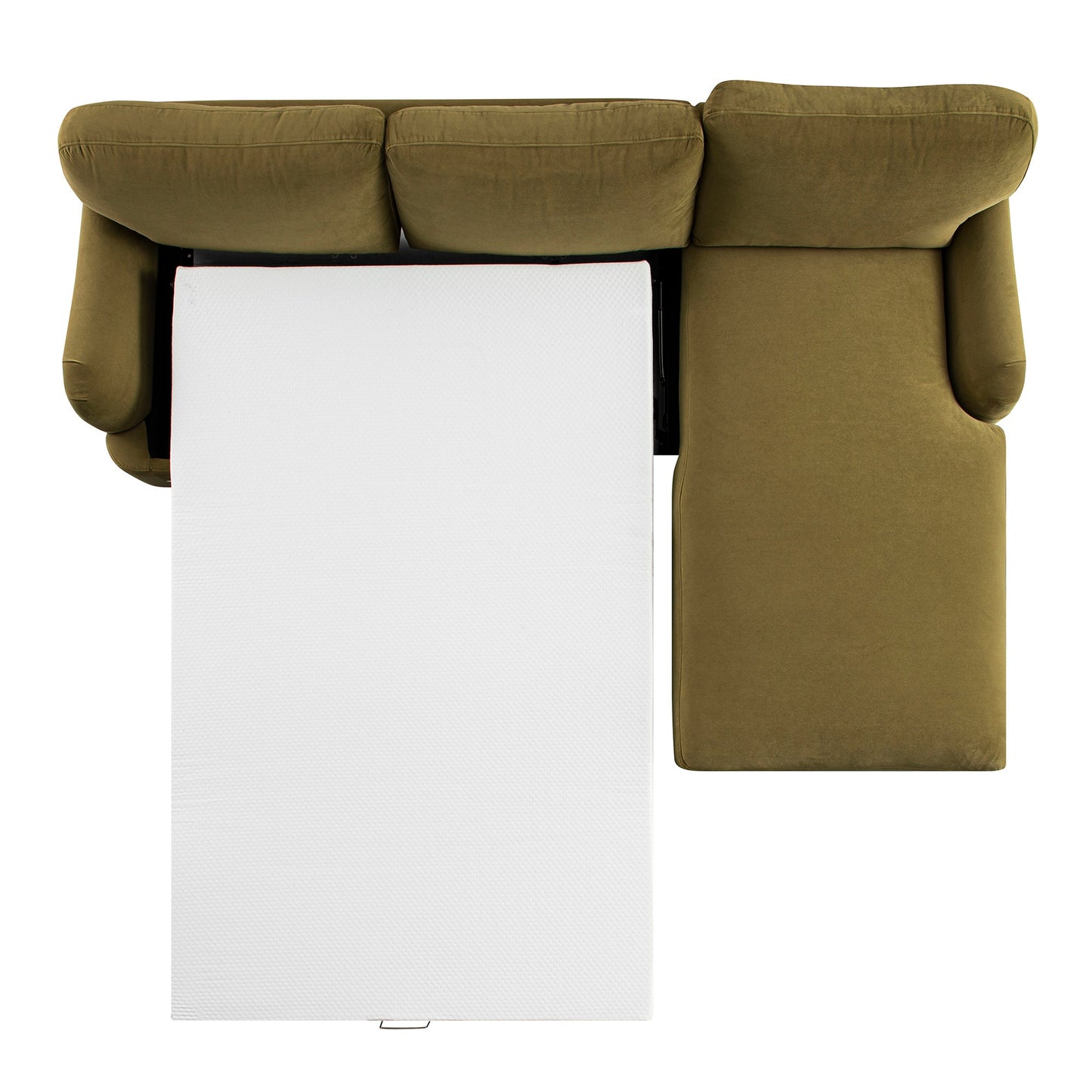 Canapé-lit en velours Daphnis Fudge, grande méridienne orientée à droite