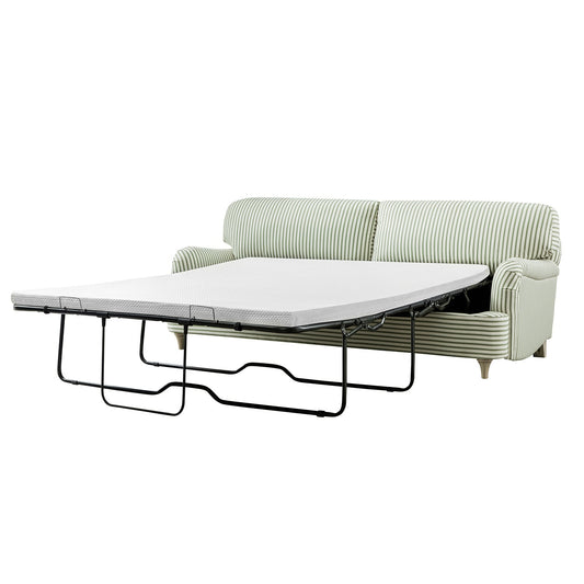 Canapé-lit 3 places en lin mélangé à rayures vertes Daphnis