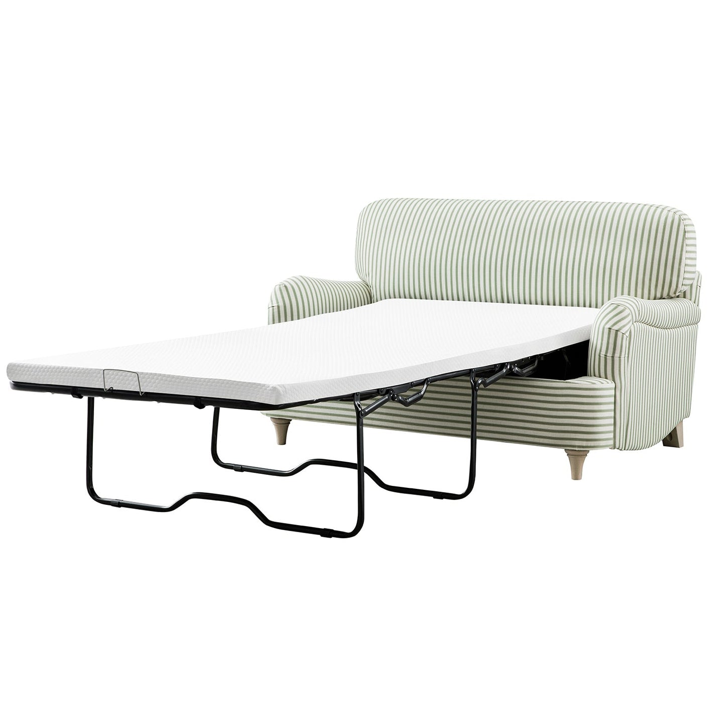 Canapé-lit et causeuse en tissu mélangé de lin à rayures vertes Daphnis