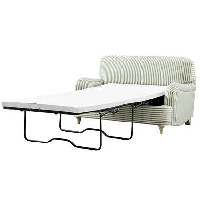 Canapé-lit et causeuse en tissu mélangé de lin à rayures vertes Daphnis