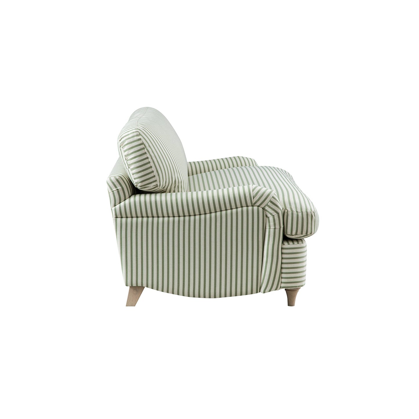 Canapé-lit et causeuse en tissu mélangé de lin à rayures vertes Daphnis