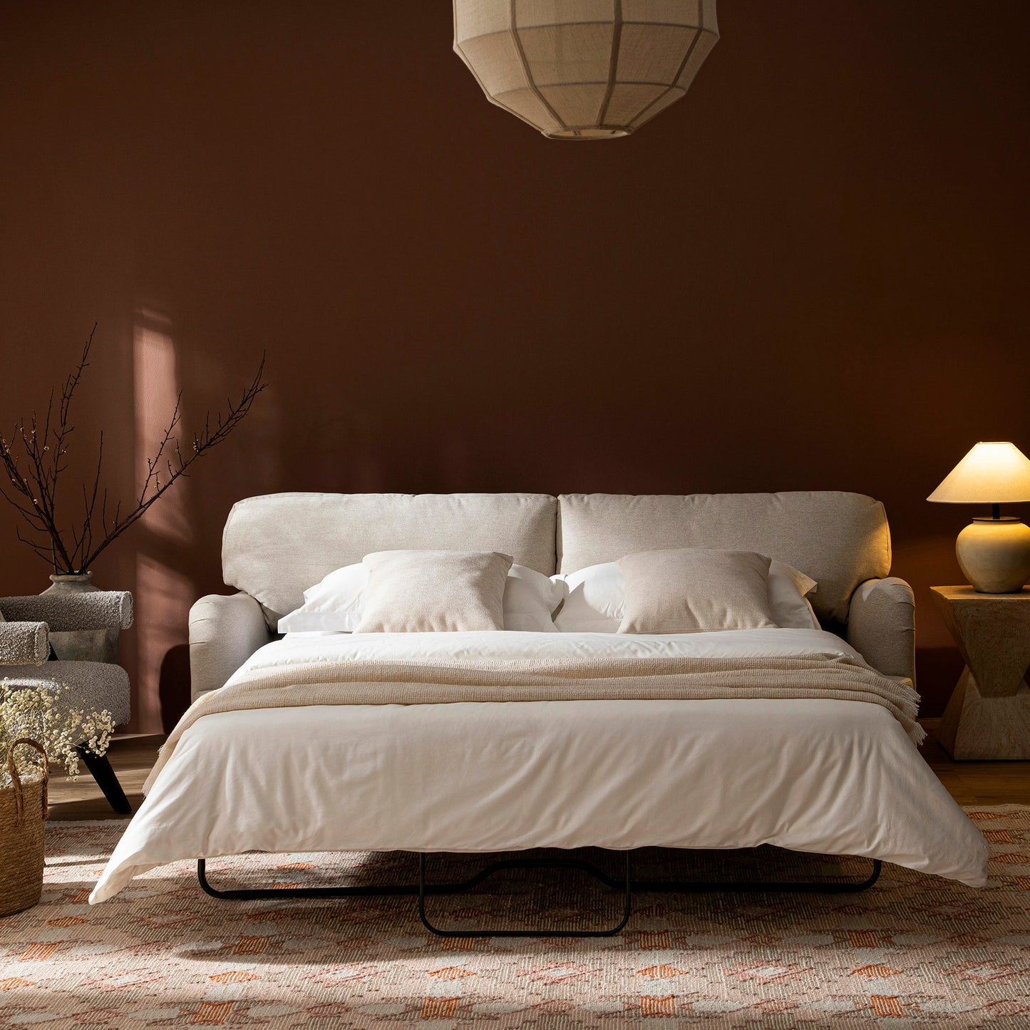 Canapé-lit 3 places en tissu avoine Daphnis