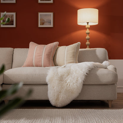 Canapé-lit en tissu Daphnis Oatmeal, grande méridienne orientée à gauche