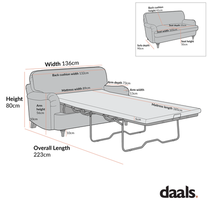 Canapé-lit en velours bleu égéen Daphnis, causeuse