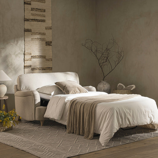 Canapé-lit en tissu Daphnis Oatmeal, causeuse